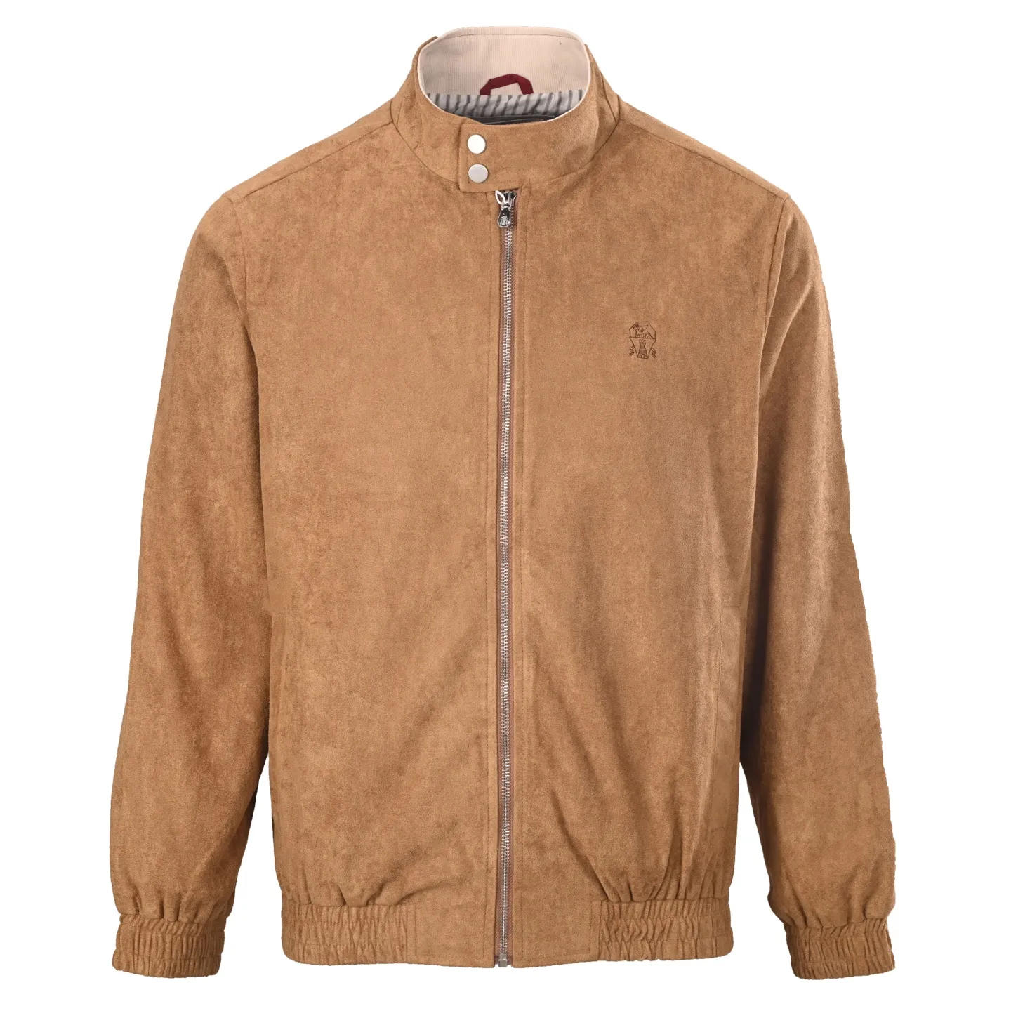 AP high version Brown BCClassic suede stand-collar jacket is made of high-definition suede fabric, with a delicate and soft touch and a matte high-end texture. The stand-up collar has a metal snap button design that modifies the neck line and is windproof and neat; two-way zipper closure, striped lining inside, and exquisite details. The delicate small embroidered logo on the chest is low-key and unobtrusive; the elasticated cuffs + hem retain a relaxed, dropped shoulder style that is not flattering on your figure. The Retro short bomber version is suitable for daily commuting and light outdoor use in the city. It is a great layering item for spring and autumn, and makes gentlemen feel more relaxed. Khaki Retro, Cream White are clean, and Navy Blue is calm. They can be worn casually with jeans and casual pants. They are very stylish for daily commuting/weekend travel. They are the natural jackets for boys to wear in autumn. Available in Khaki/Cream White/Navy Blue. Size: 48-54